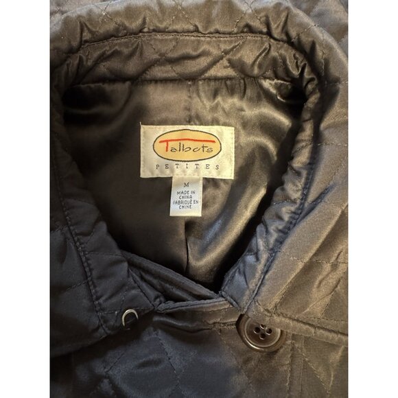 Talbot's Quilted Puffer Coat PM Petite Medium Mid Length Black W Pockets - Picture 14 of 16